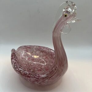 Elegant Pink Glass Swan Bowl